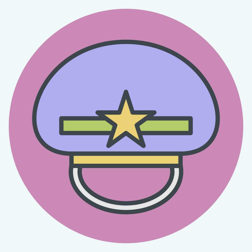 icono militar gorra. relacionado a sombrero símbolo. color compañero estilo. sencillo diseño editable. sencillo ilustración vector