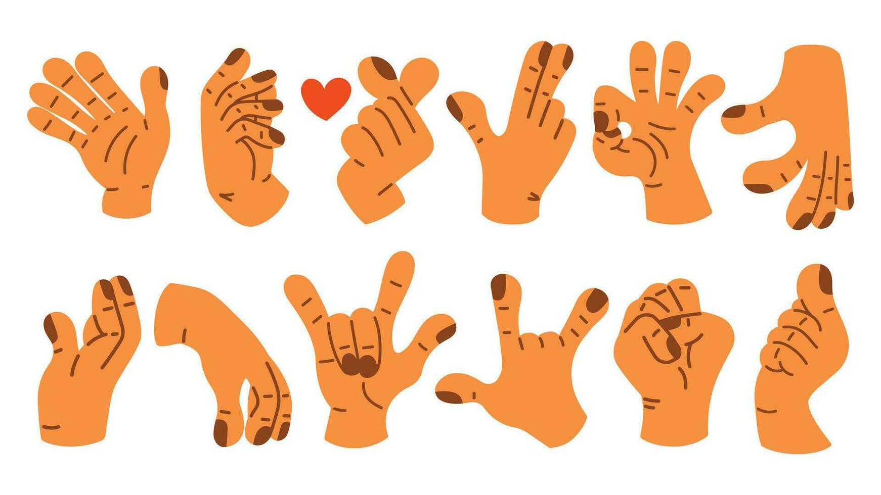 Collection of gesture signs from human hands. A set of fingers showing emotions and directions. gesture finger in flat design. communication expressions with hand sign in trendy style. vector icon