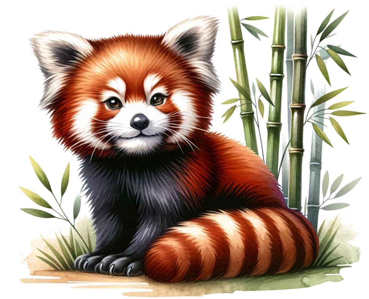 AI generated Red panda Watercolor illustration Clipart PNG. You will be able to create your own poster, t-shirts, cards, stickers, mugs, pillows, scrapbooks, artwork, and more Commercial use, png