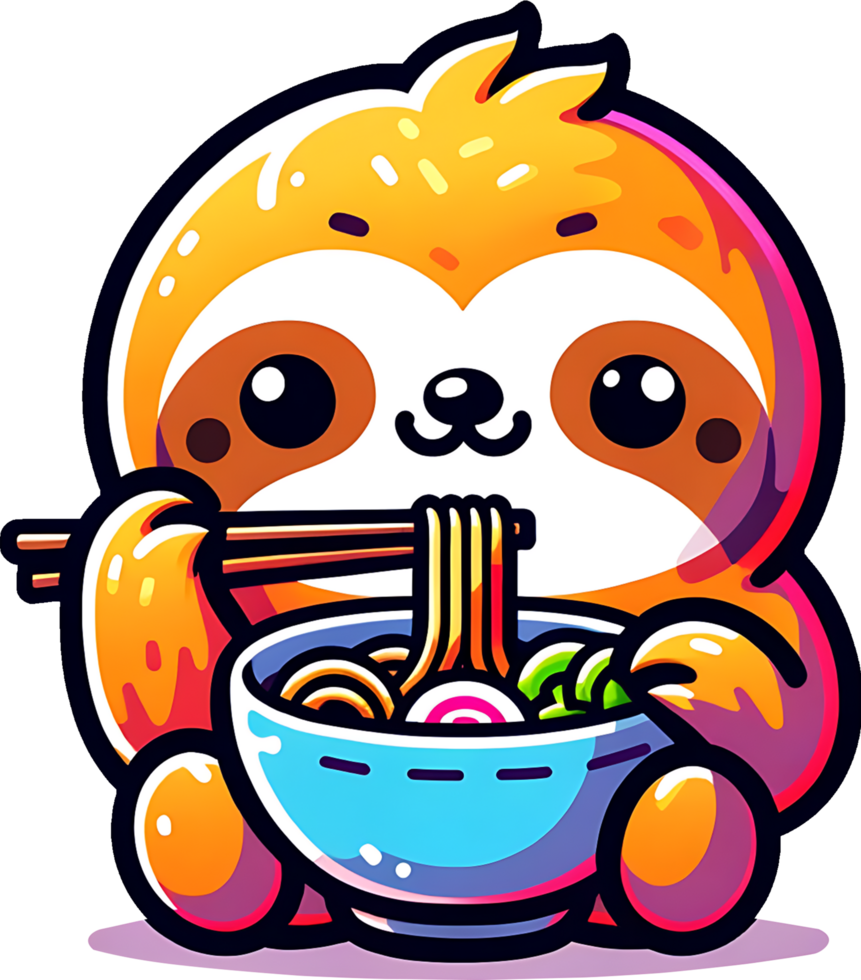 AI generated Sloths ramen sushi sublimation Clipart Png. This versatile design is ideal for prints, t-shirt designs, mug making, and many other tasks. png