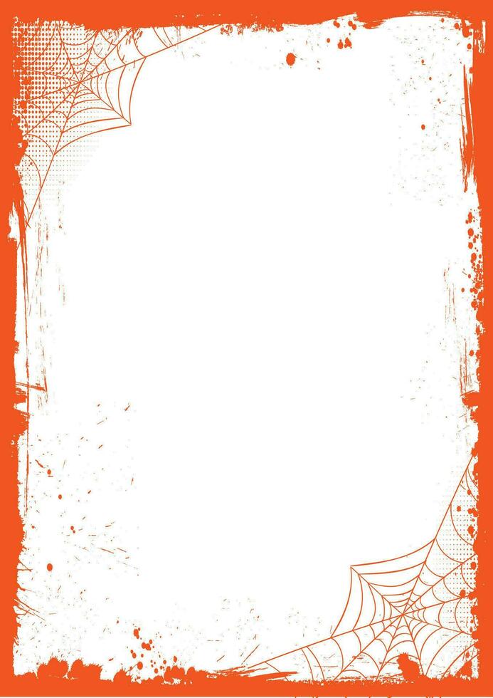 Halloween banner background with grunge border and spider net vector