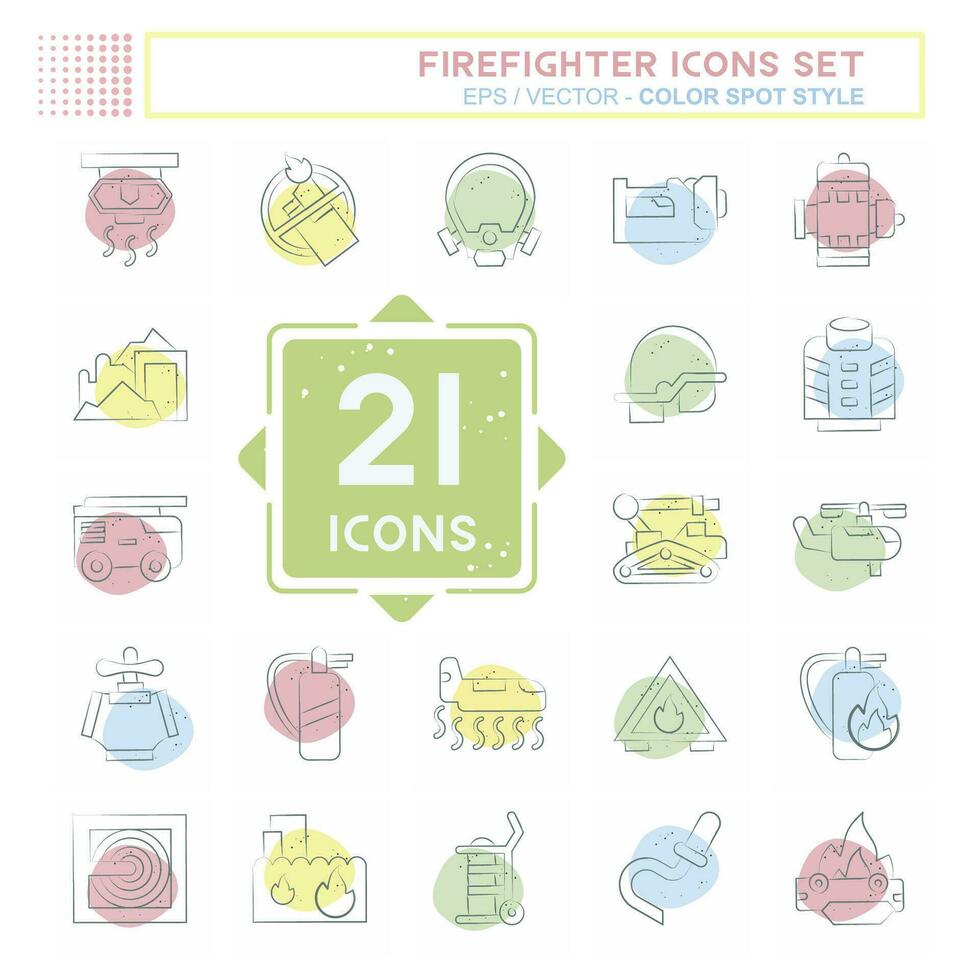 Icon Set Firefighter. related to Education symbol. Color Spot Style. simple design editable. simple illustration vector