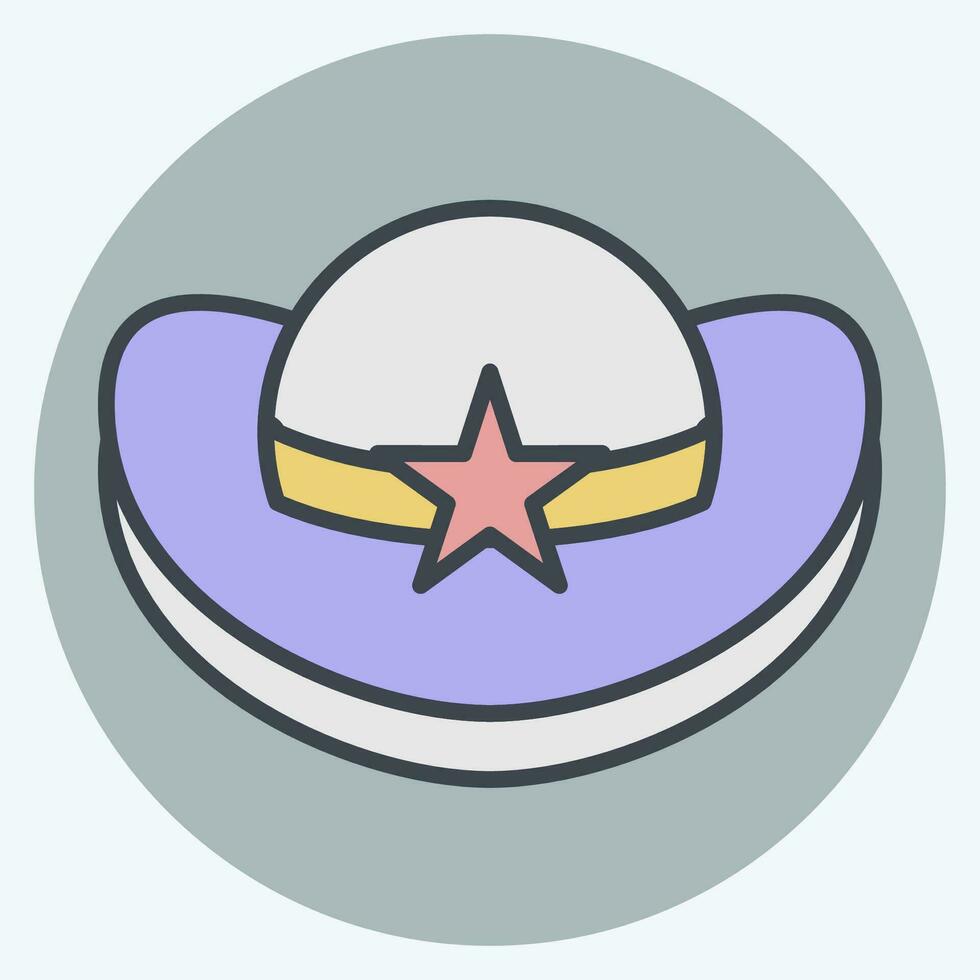 Icon Cowboy Hat. related to Hat symbol. color mate style. simple design editable. simple illustration vector