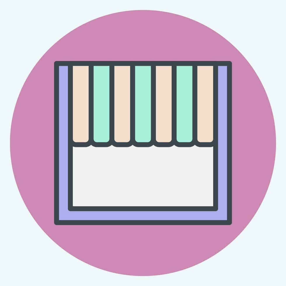 Icon Cafe Style. related to Curtains symbol. color mate style. simple design editable. simple illustration vector