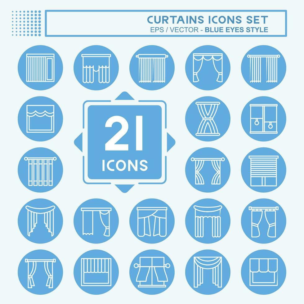Icon Set Curtains. related to Home Decoration symbol. blue eyes style. simple design editable. simple illustration vector