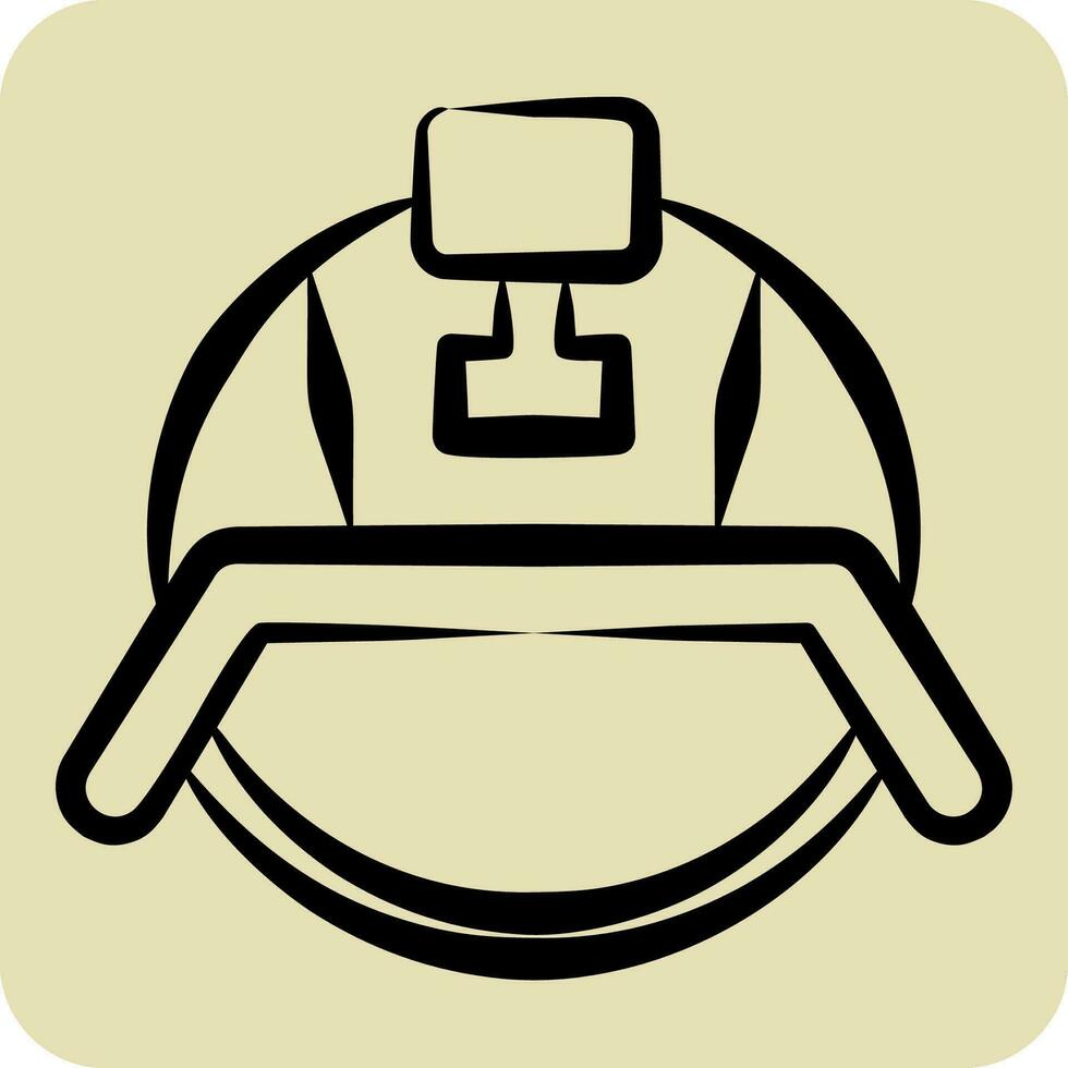 Icon Military Helmet. related to Hat symbol. hand drawn style. simple design editable. simple illustration vector