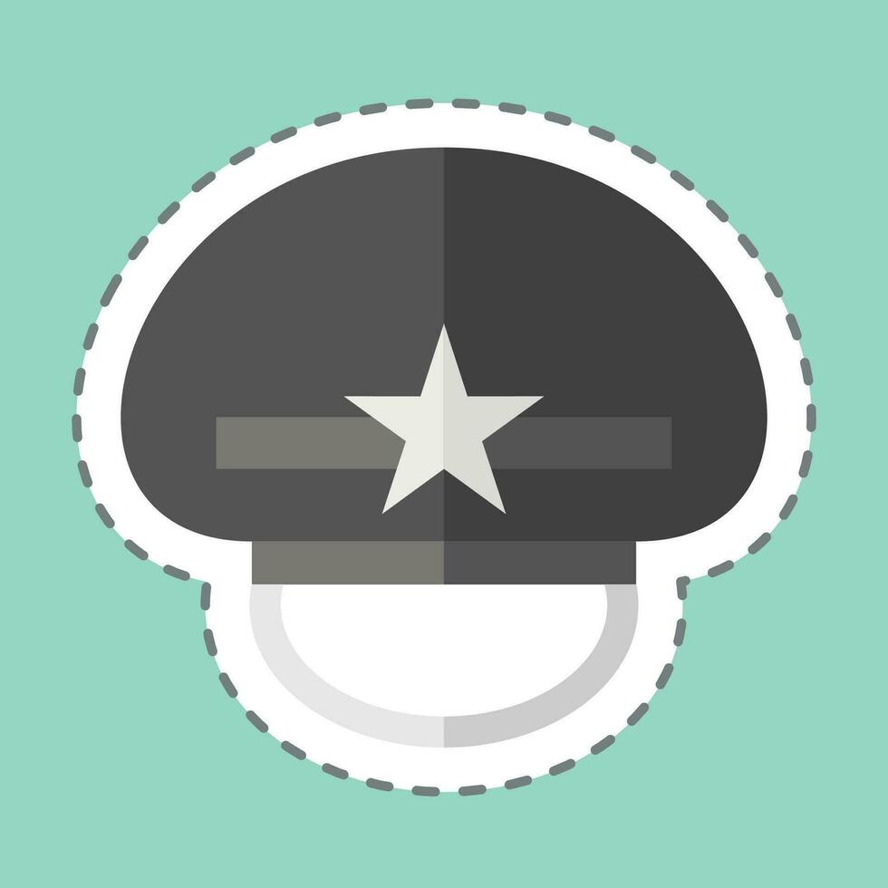 Sticker line cut Military Cap. related to Hat symbol. simple design editable. simple illustration vector