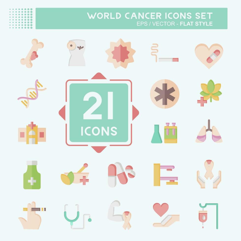 Icon Set World Cancer. related to Health symbol. flat style. simple design editable. simple illustration vector