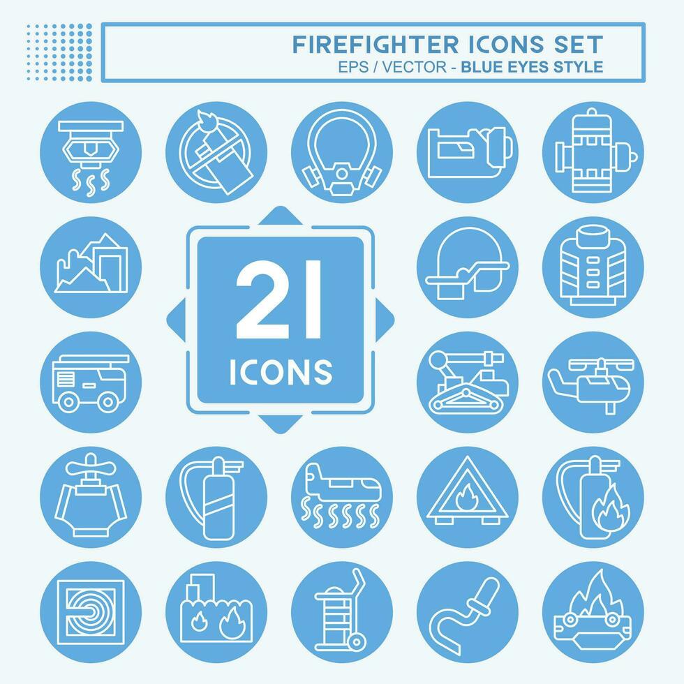 Icon Set Firefighter. related to Education symbol. blue eyes style. simple design editable. simple illustration vector