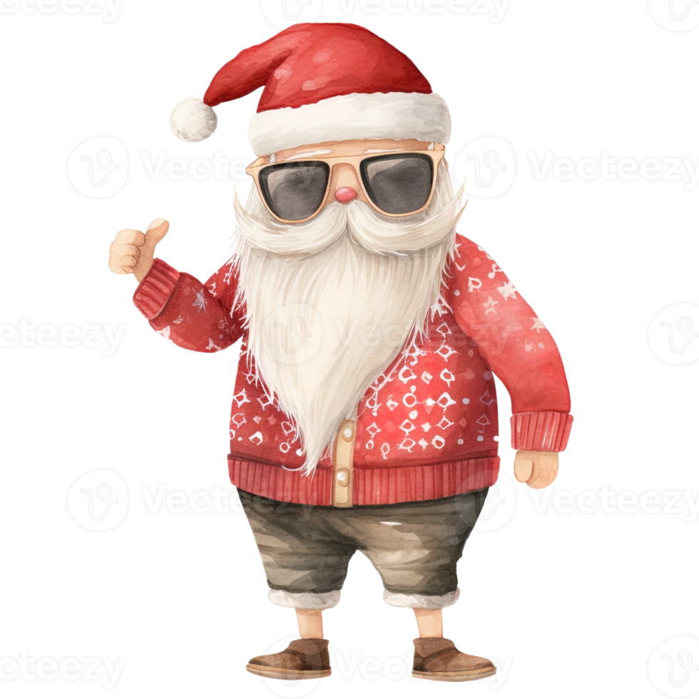 AI generated Dancing Santa with Sunglasses Cute Christmas png