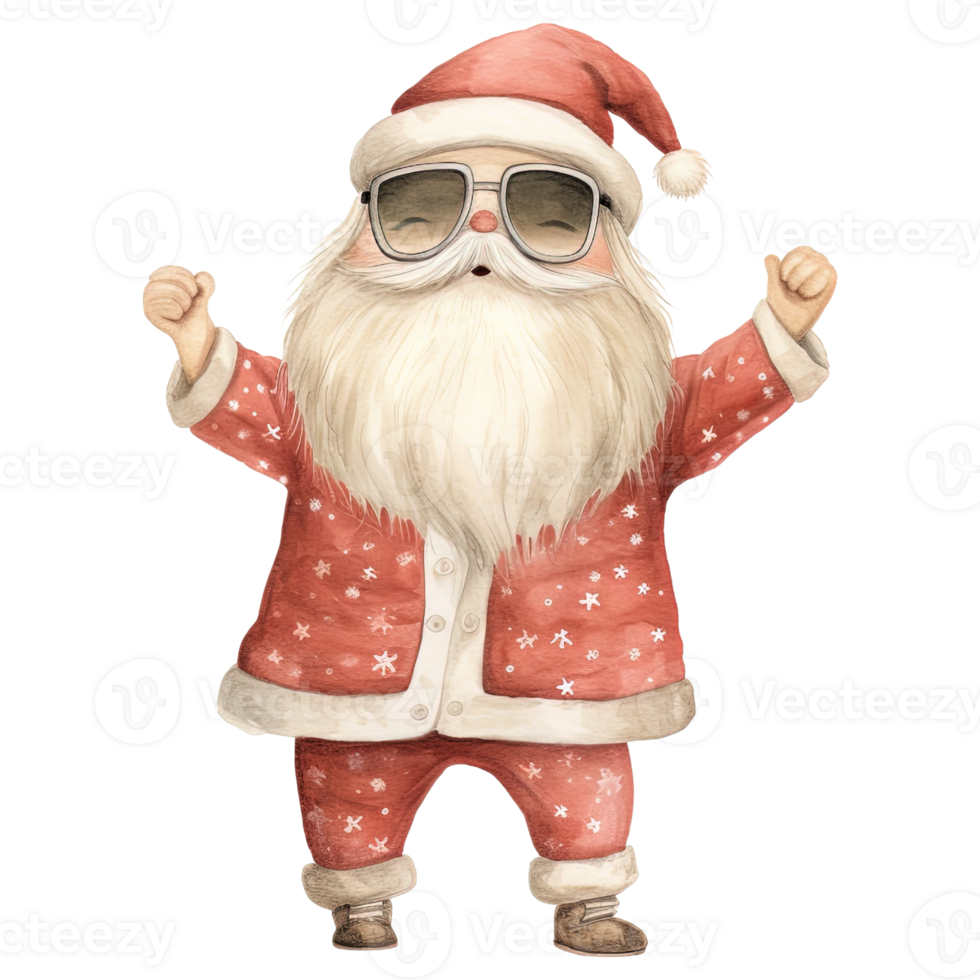 AI generated Dancing Santa with Sunglasses Cute Christmas png