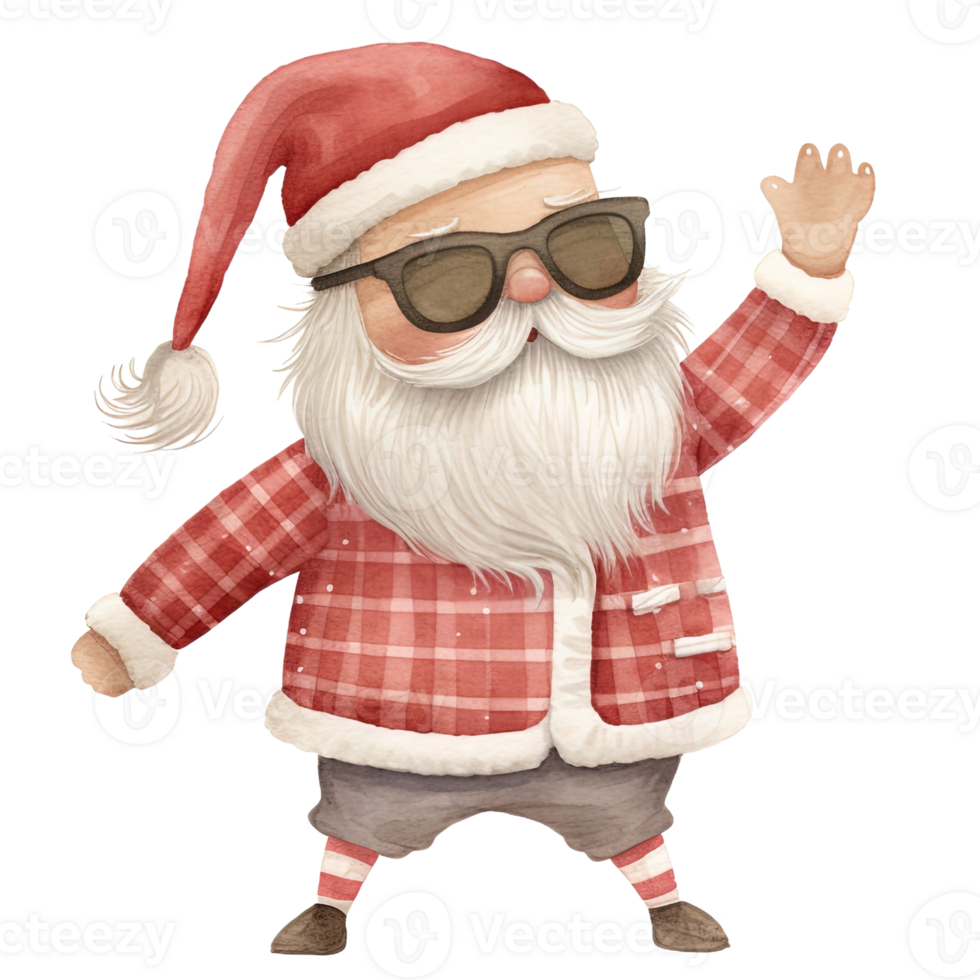 ai generato danza Santa con occhiali da sole carino Natale png