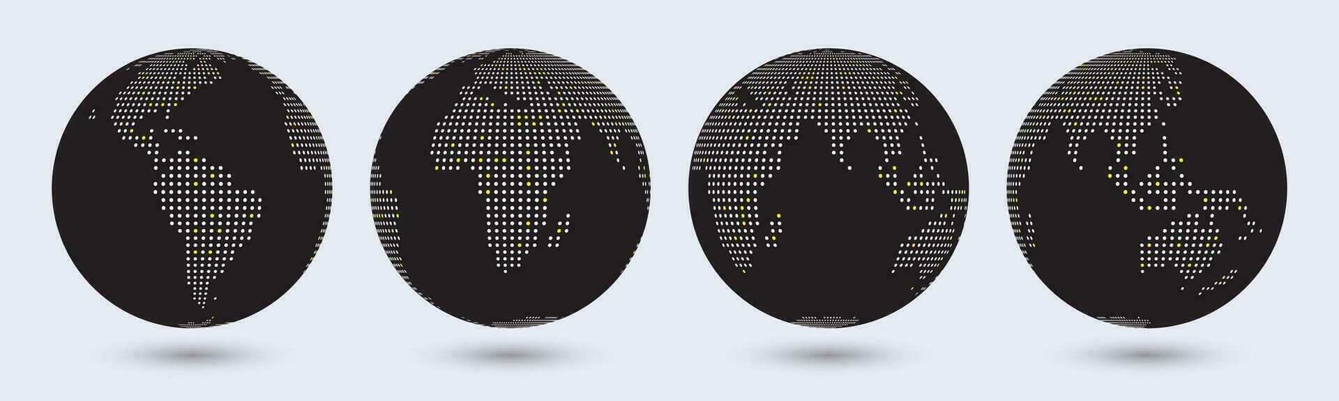 Set of map night Earth world map dot design vector