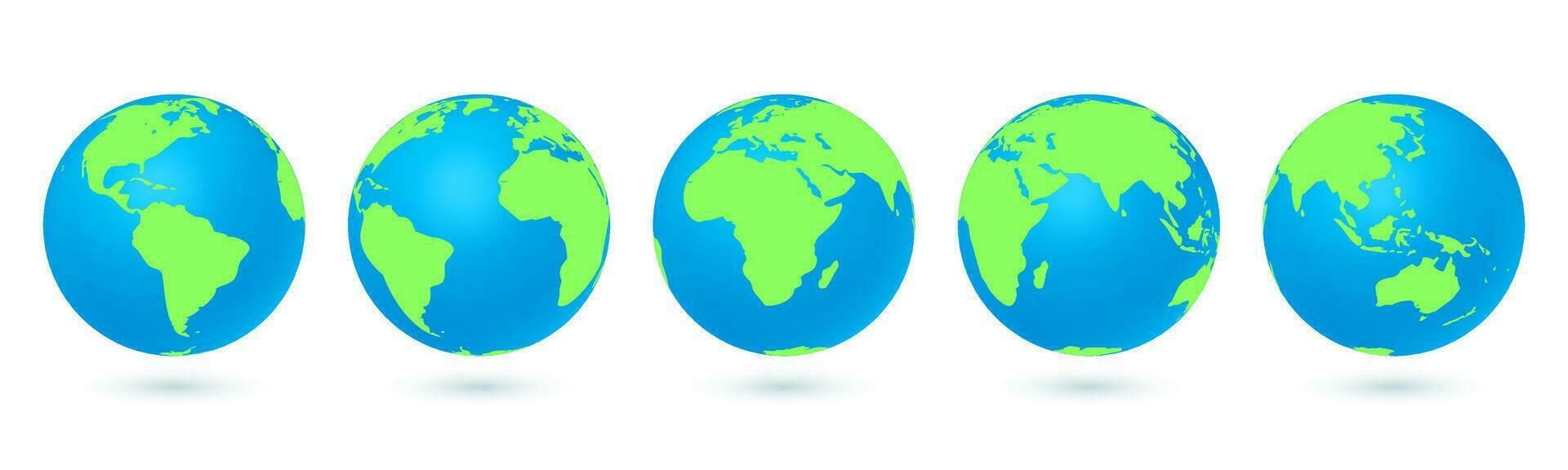 Set of map globes Earth world map design vector