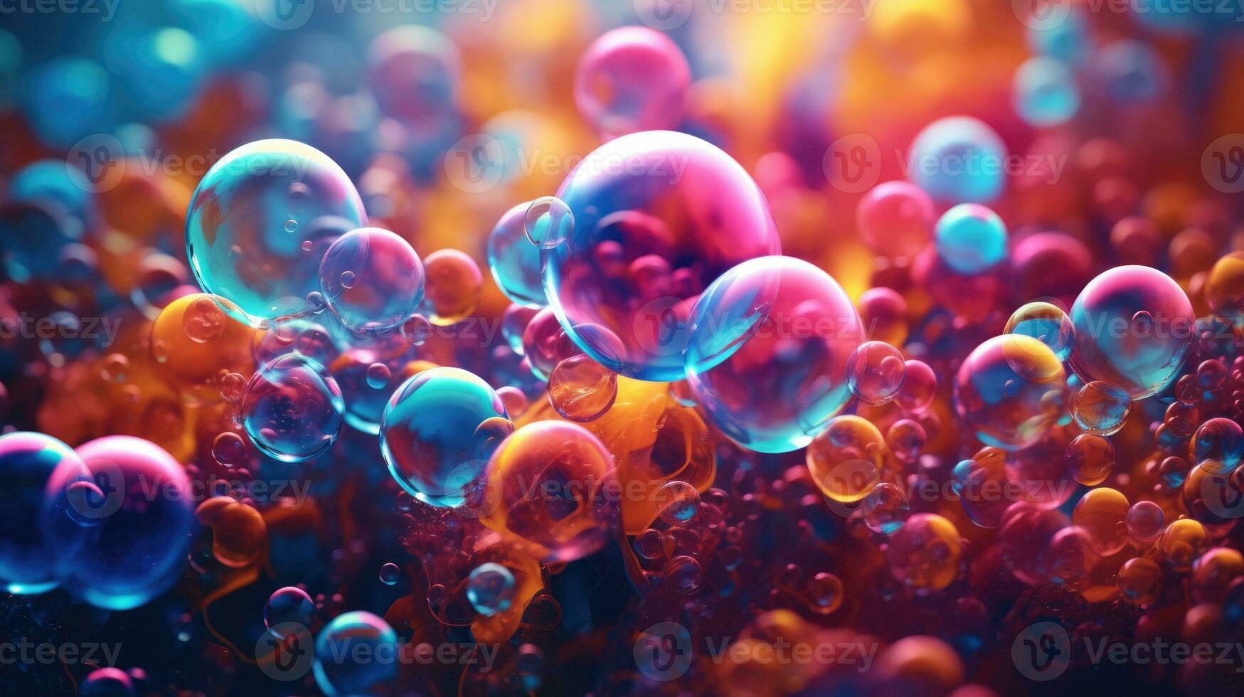 AI generated background with colorful and vibrant bubbles, ai photo