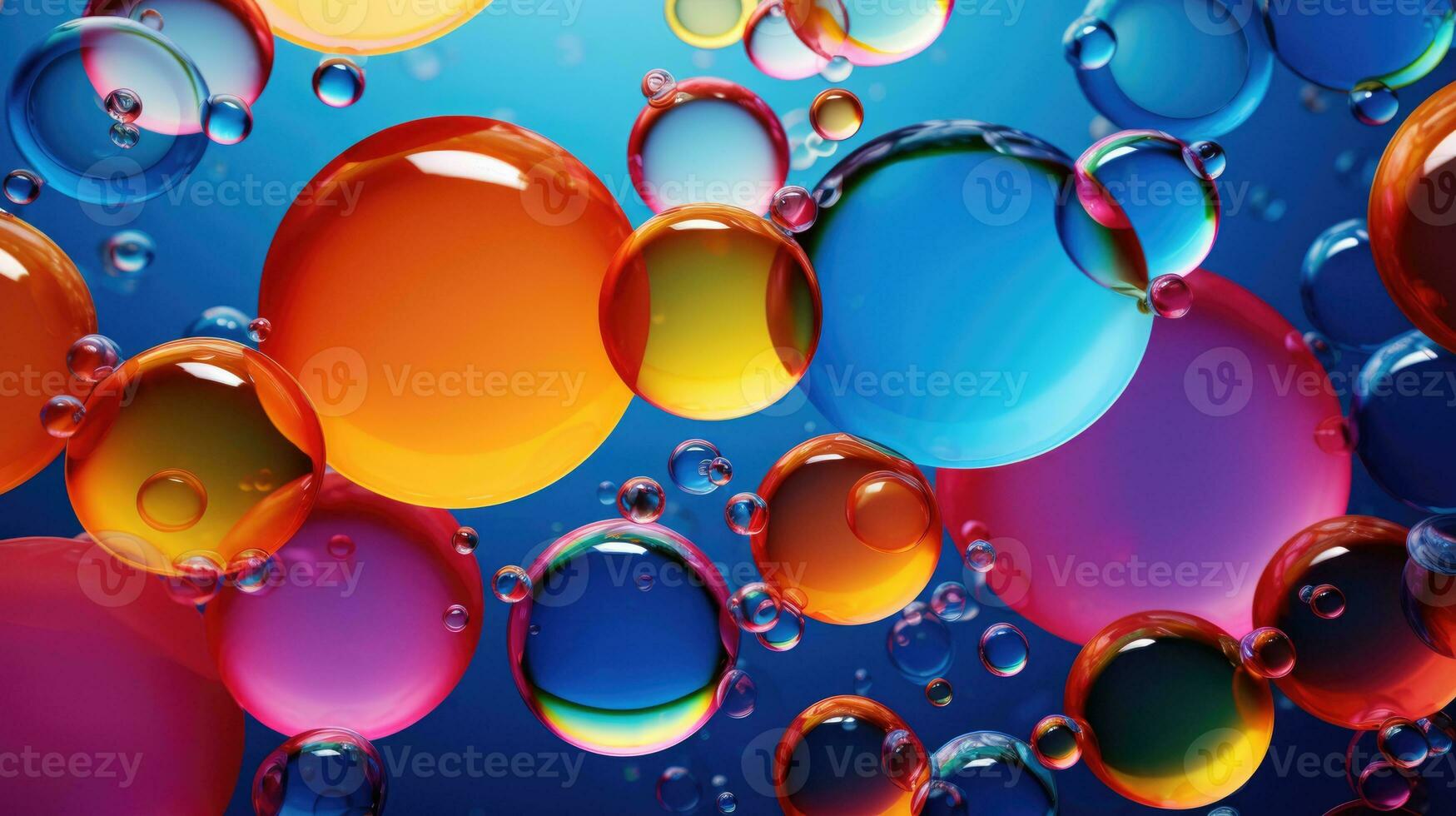 AI generated background with colorful and vibrant bubbles, ai photo