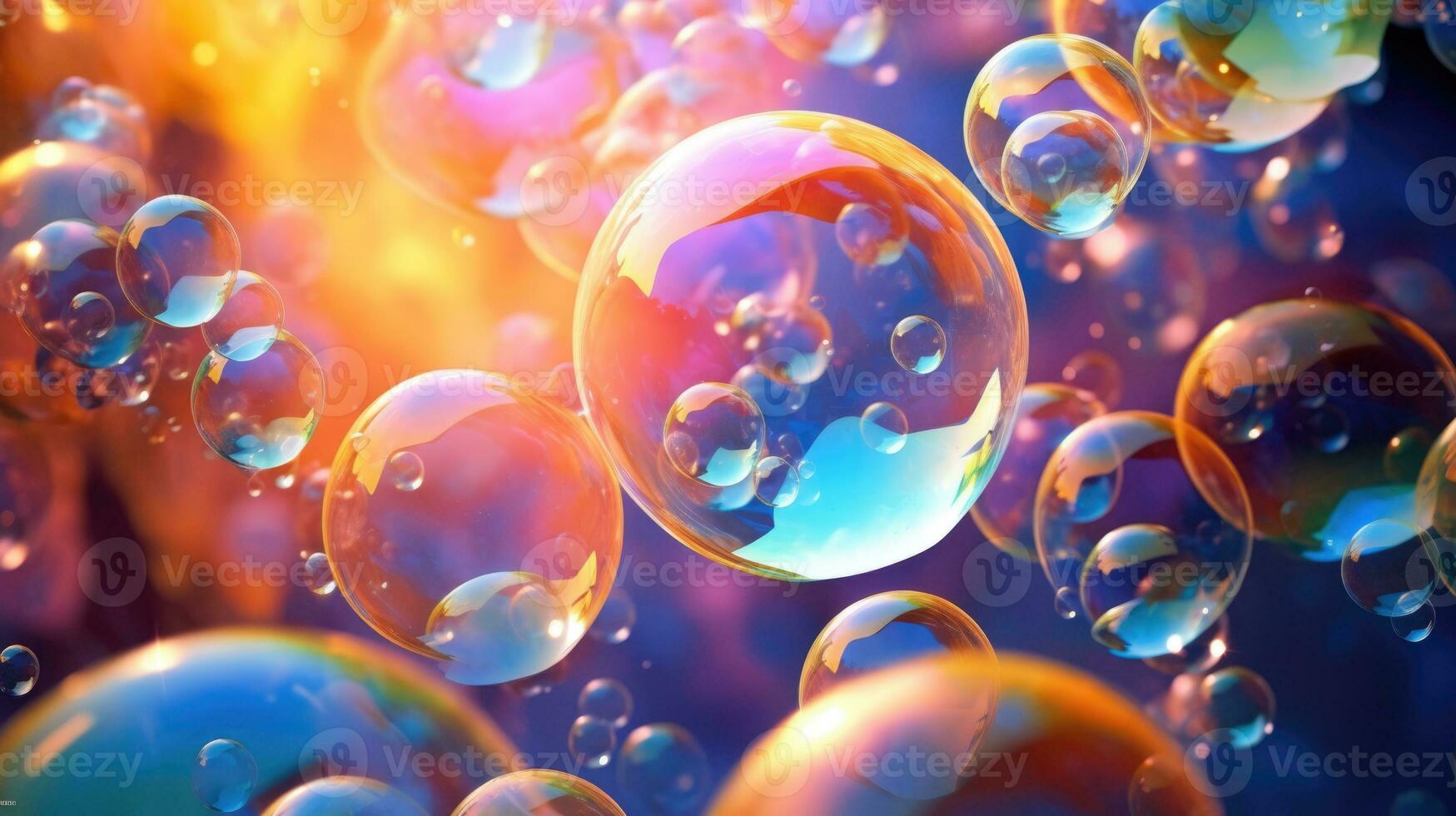 AI generated background with colorful and vibrant bubbles, ai photo