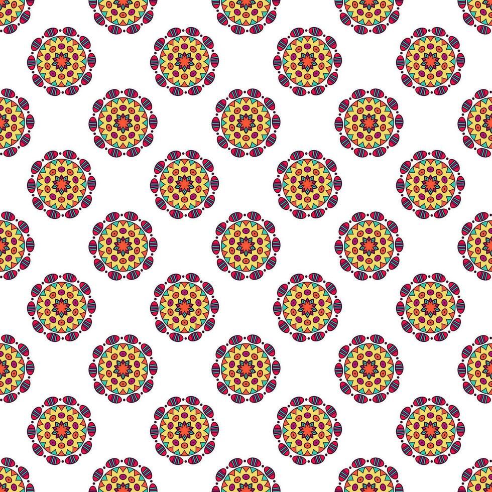 Seamless paisley patchwork pattern on white background. vector