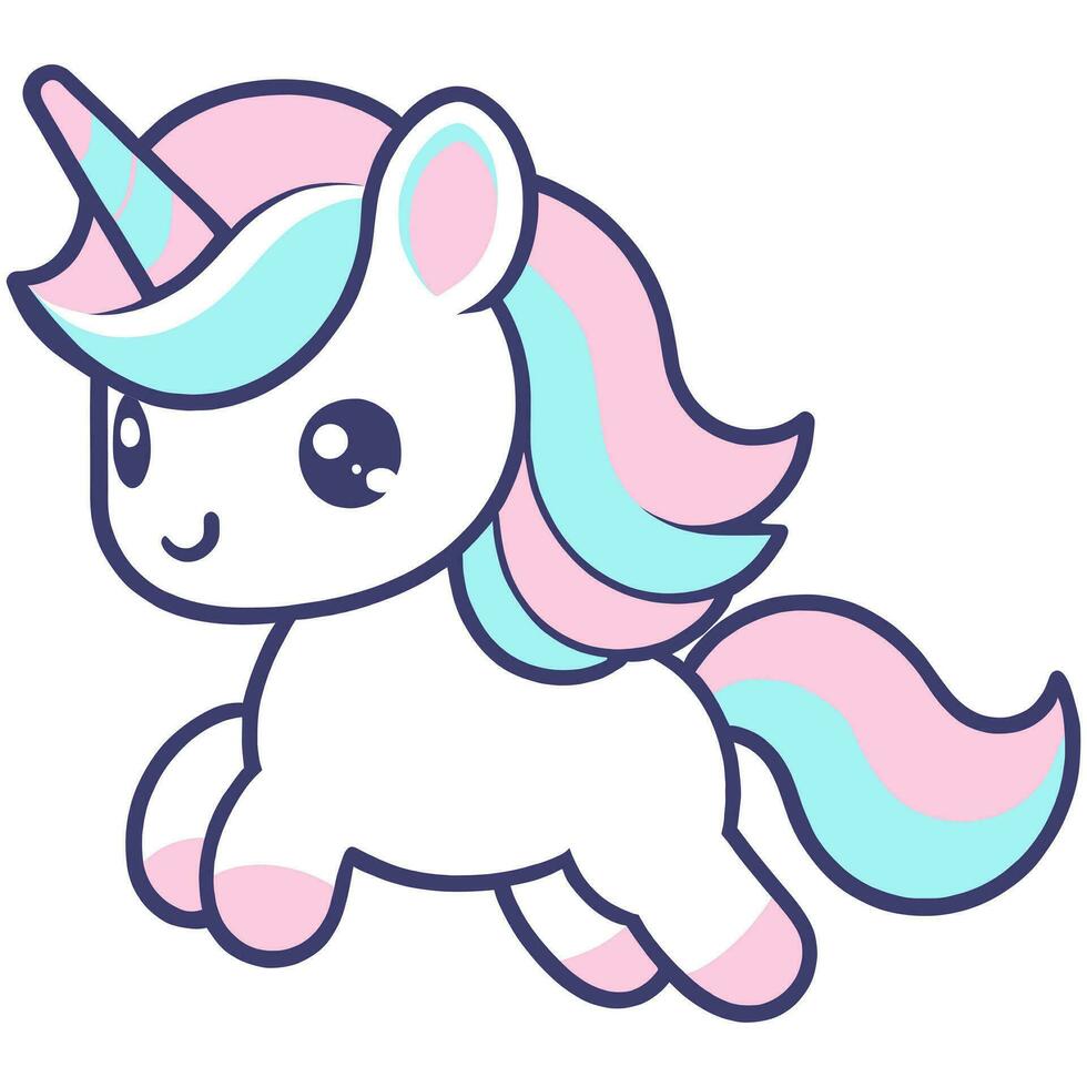 linda unicornio dibujo pegatina aislado en blanco antecedentes. ilustración vector. vector