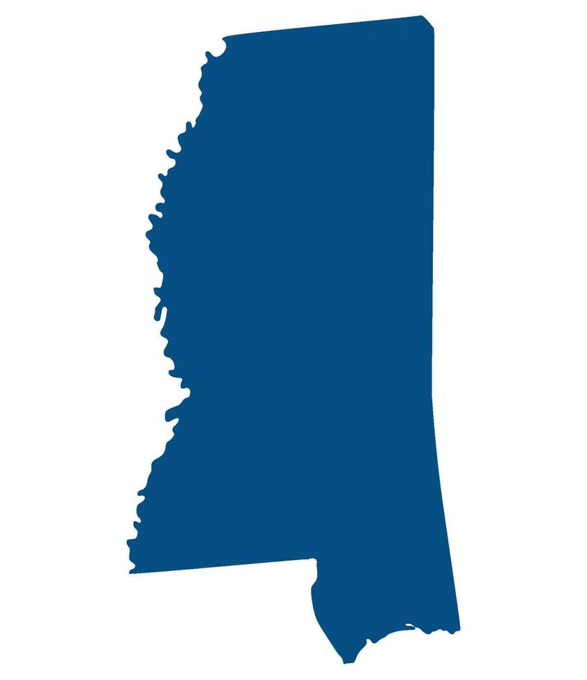 Mississippi state map. Map of the U.S. state of Mississippi. vector