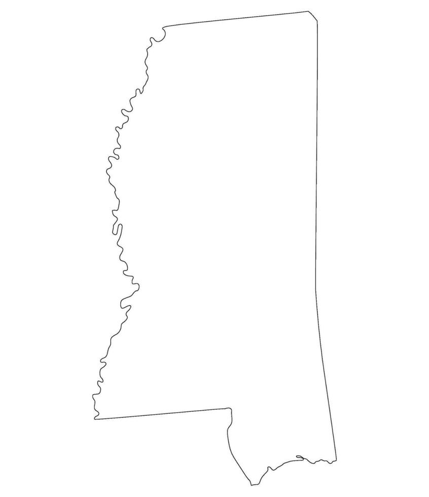 Mississippi state map. Map of the U.S. state of Mississippi. vector