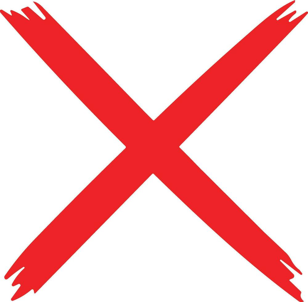 Red cross sign. Wrong mark. Red cross X symbol. Red grunge X icon. Cross brush sign stock vector. vector