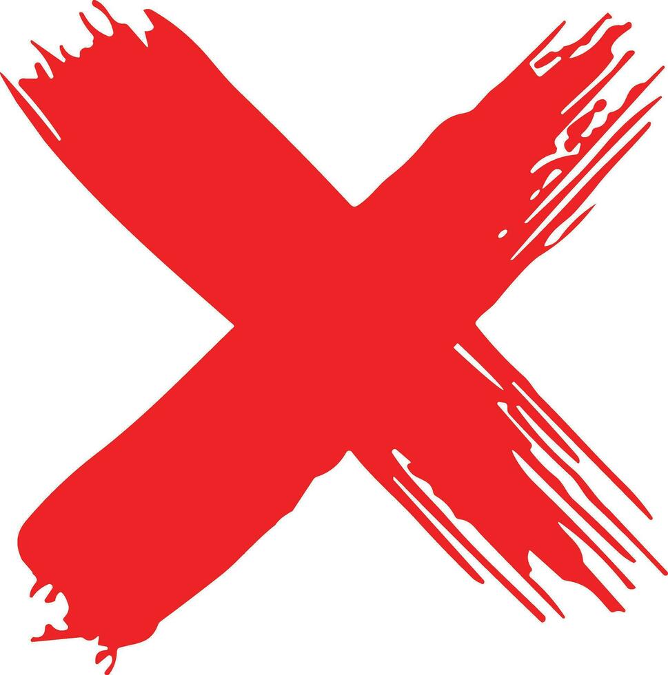 Red cross sign. Wrong mark. Red cross X symbol. Red grunge X icon. Cross brush sign stock vector. vector