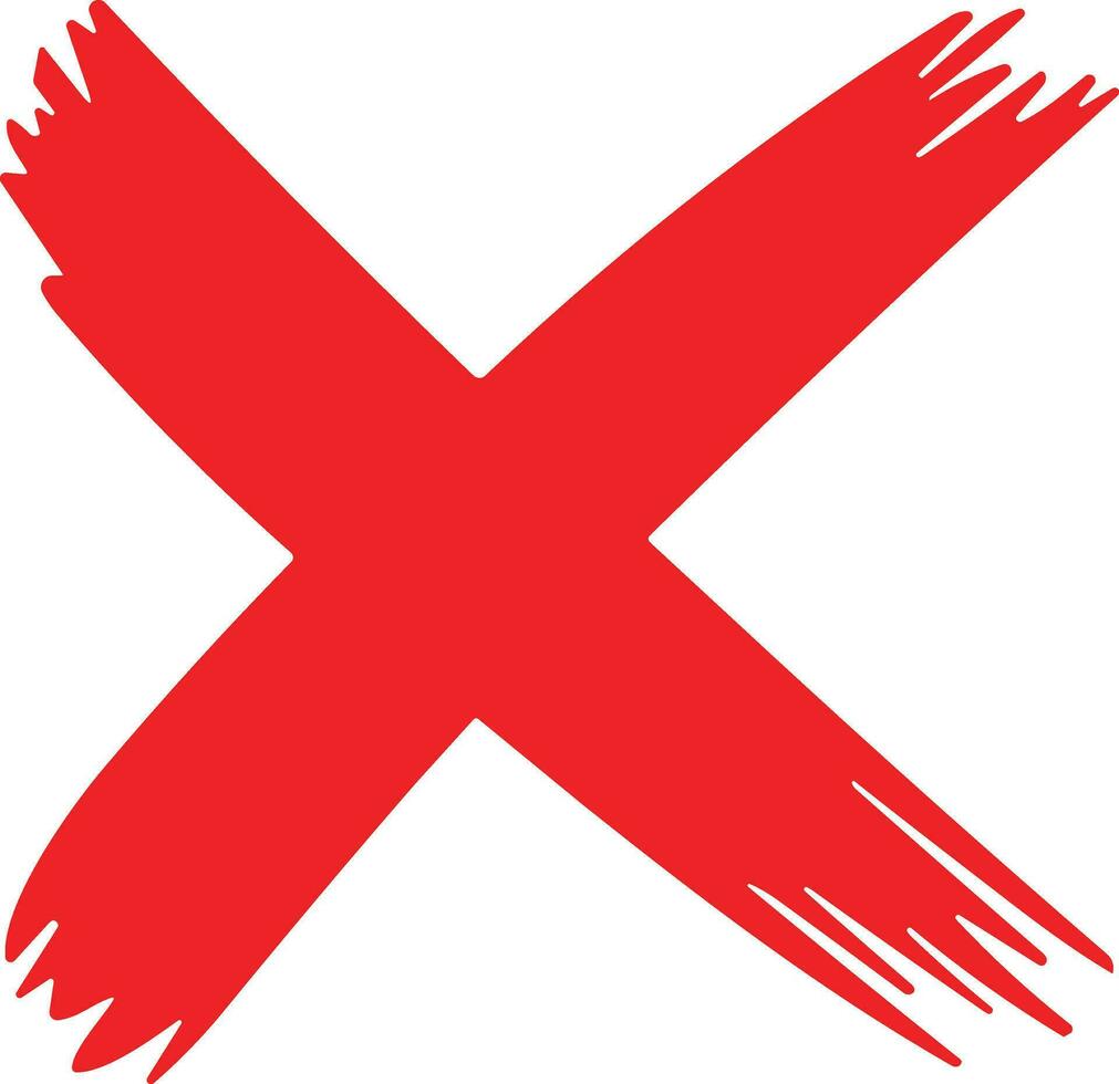 Red cross sign. Wrong mark. Red cross X symbol. Red grunge X icon. Cross brush sign stock vector. vector