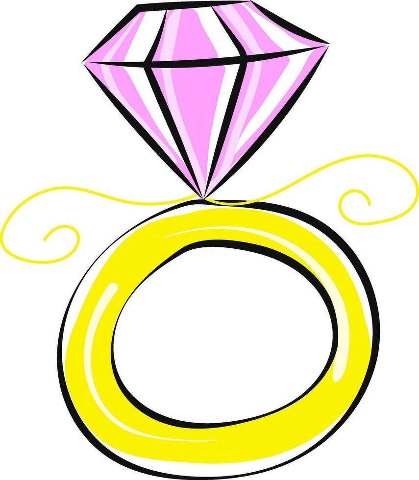 Image of a diamond ring, vector or color illustration.