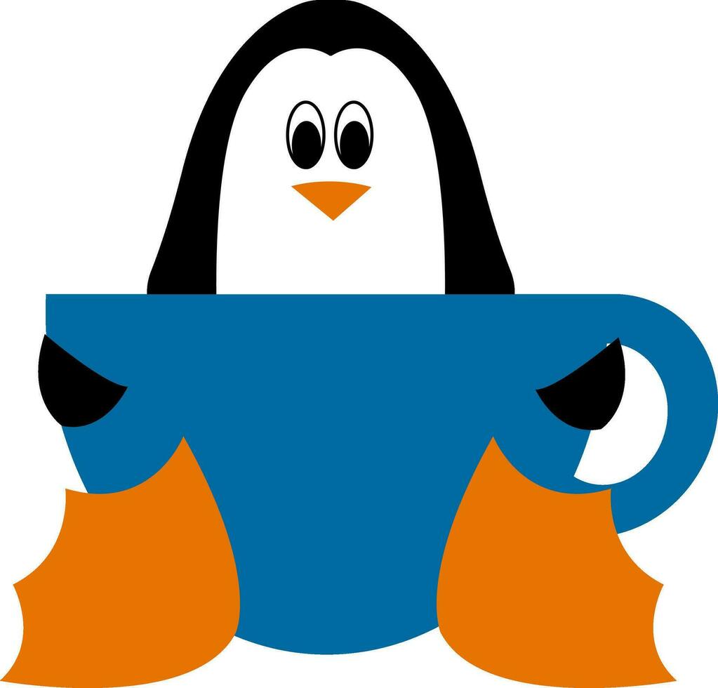 Penguin cup , vector or color illustration