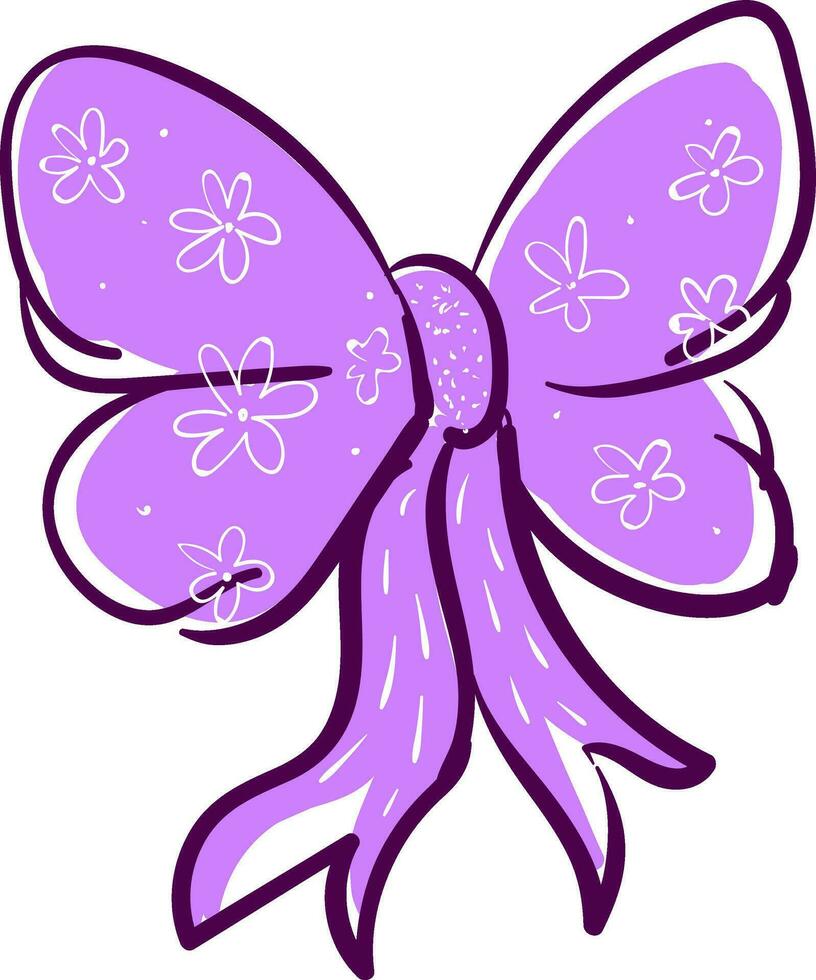a purple bow with flowers on it vector