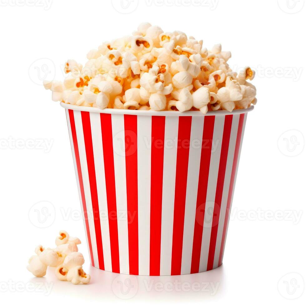 AI generated 3D Render of popcorn bucket isolated. Cinema design. Movie and film concept. photo