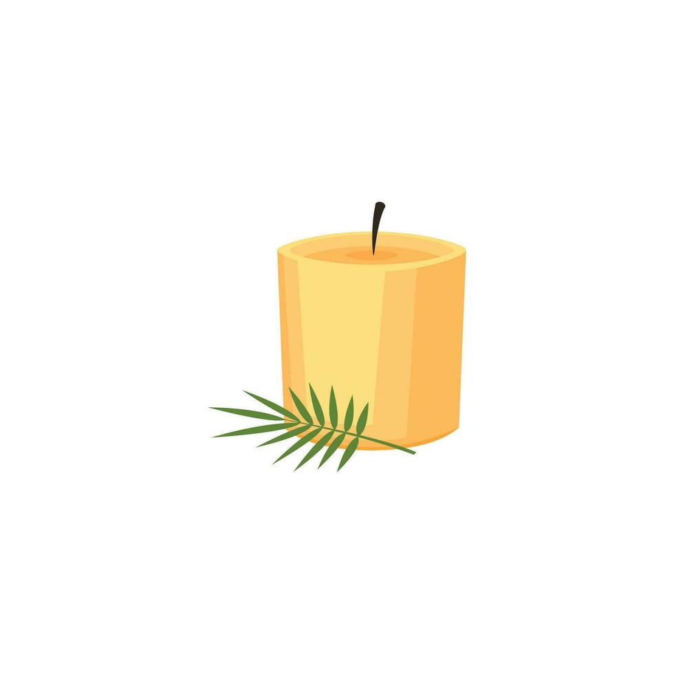 candle with palm leaf icon vector illustration on white background