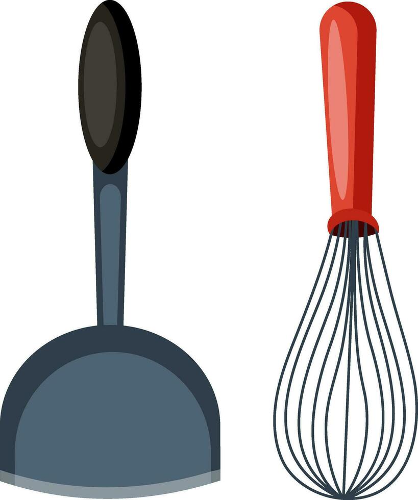 Spatula and a beater vector color illustration.