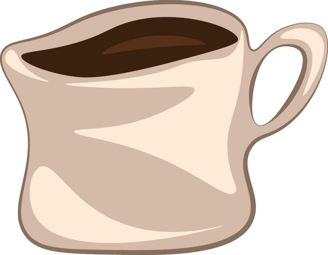 A pink coffee mug filled with the beverage vector color drawing or illustration
