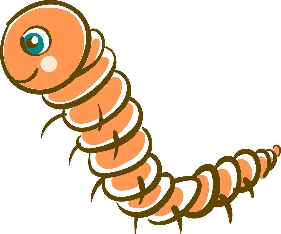 a cartoon orange worm with big eyes vector