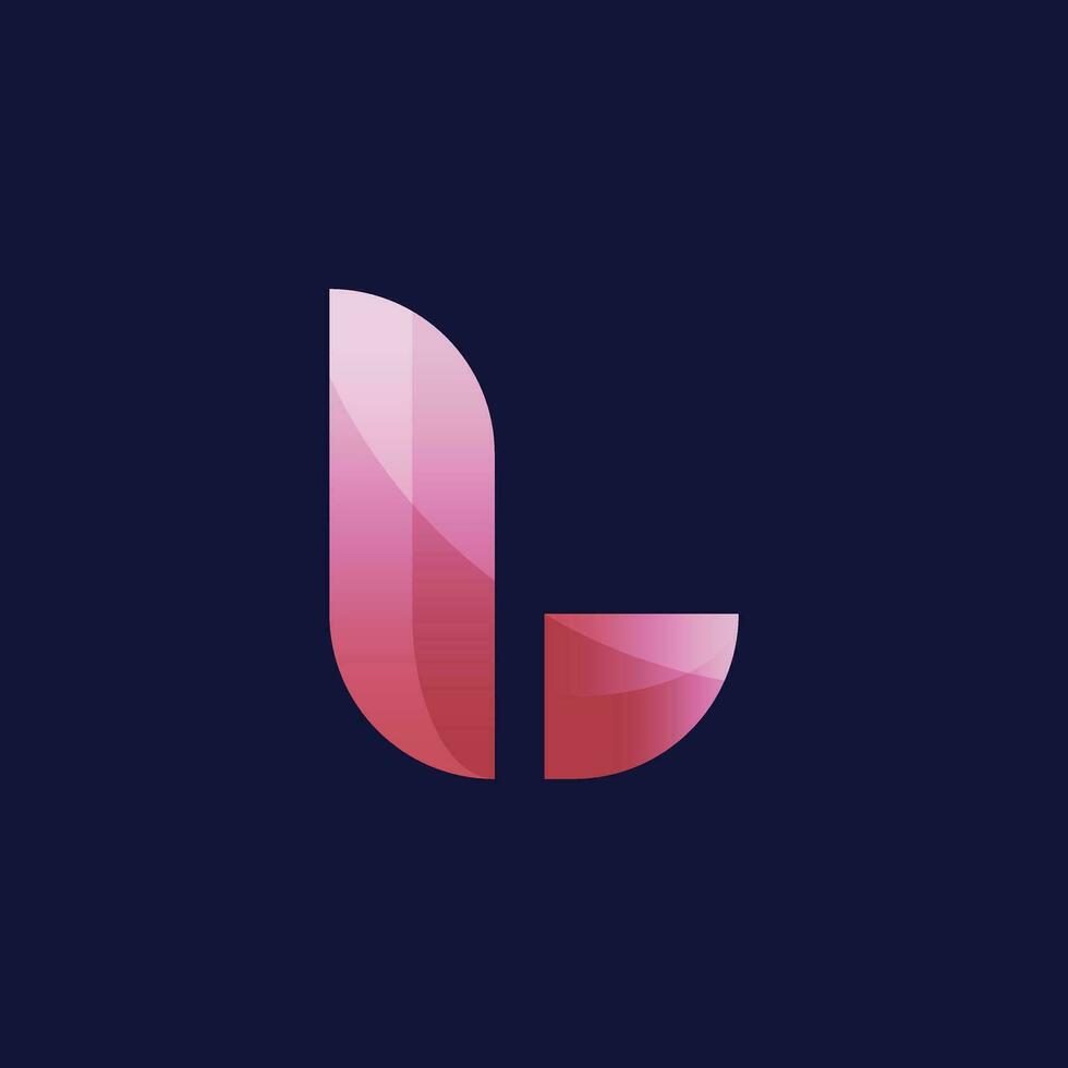 el letra l logo con un azul y rosado degradado vector