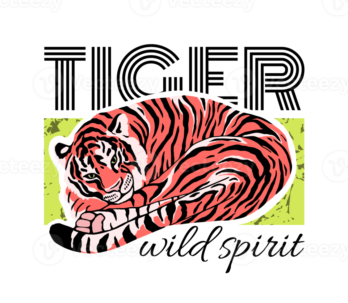 Tiger wild spirit. Slogan for t shirt template. png