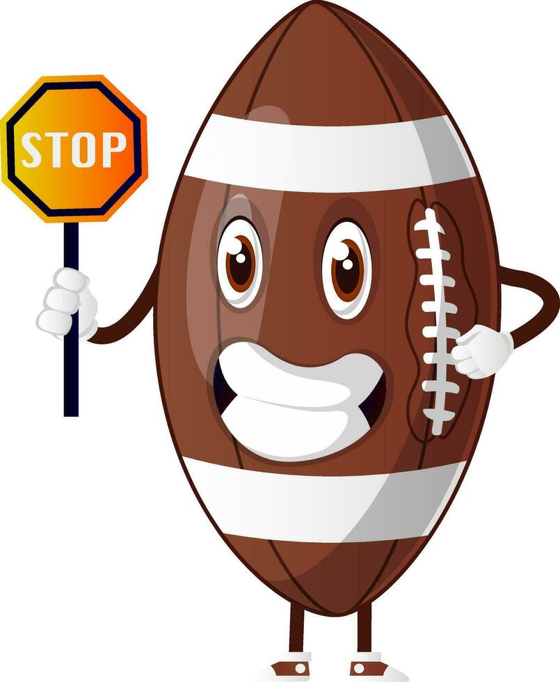Football character with stop sign vector