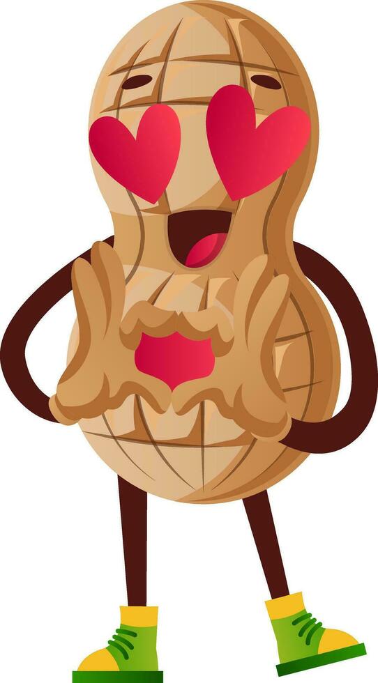 Peanut character in love vector