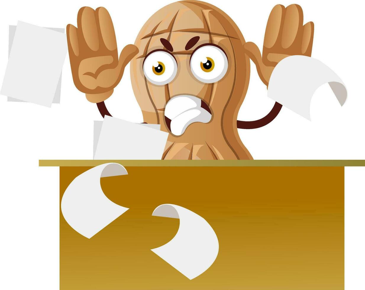 Peanut character angry at office vector