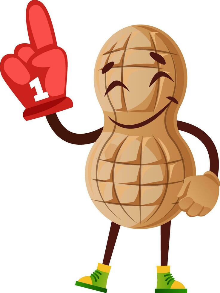 Peanut character as sports fan vector