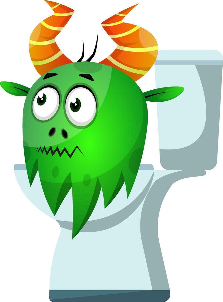 Green Monster on the toilet vector
