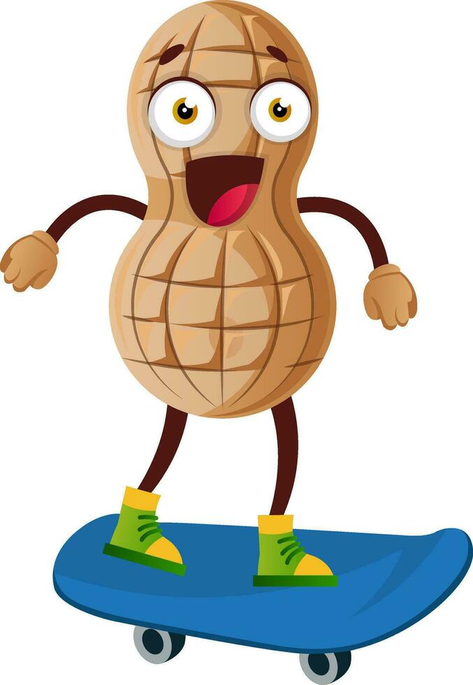 Peanut character on skateboard vector