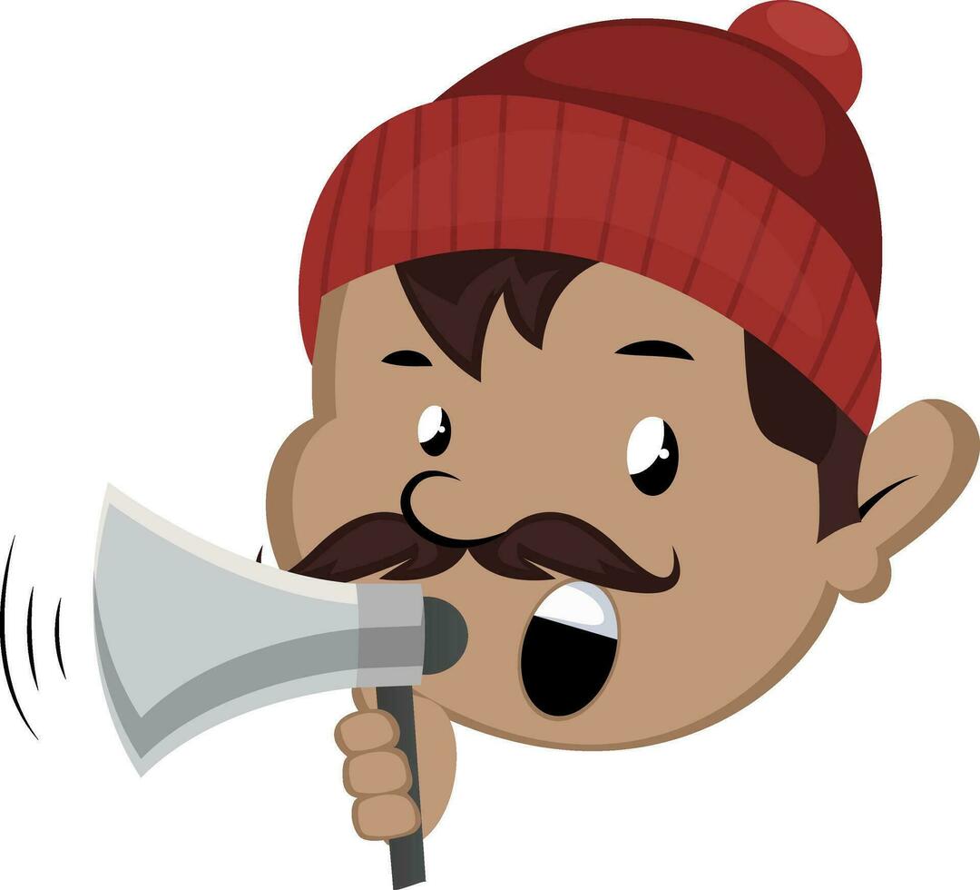 Man with mustache and beanie with megaphone vector