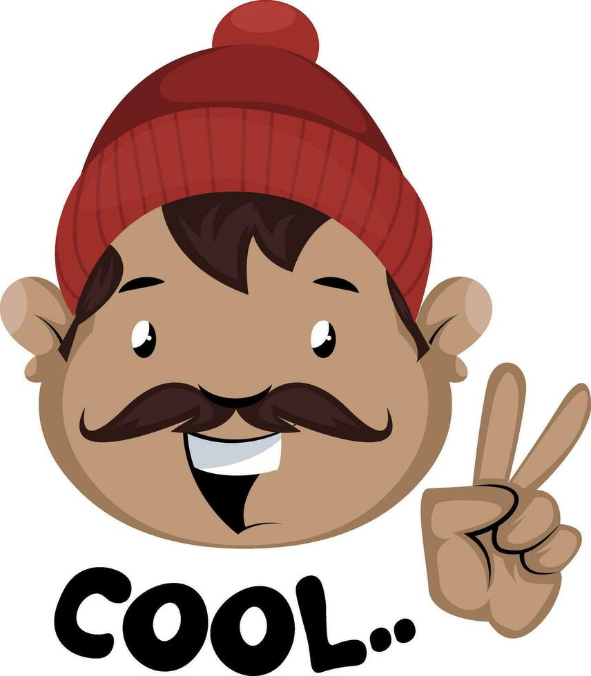 hombre con Bigote y gorro con frio paz firmar vector