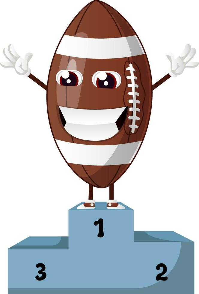 Football character on the podium vector