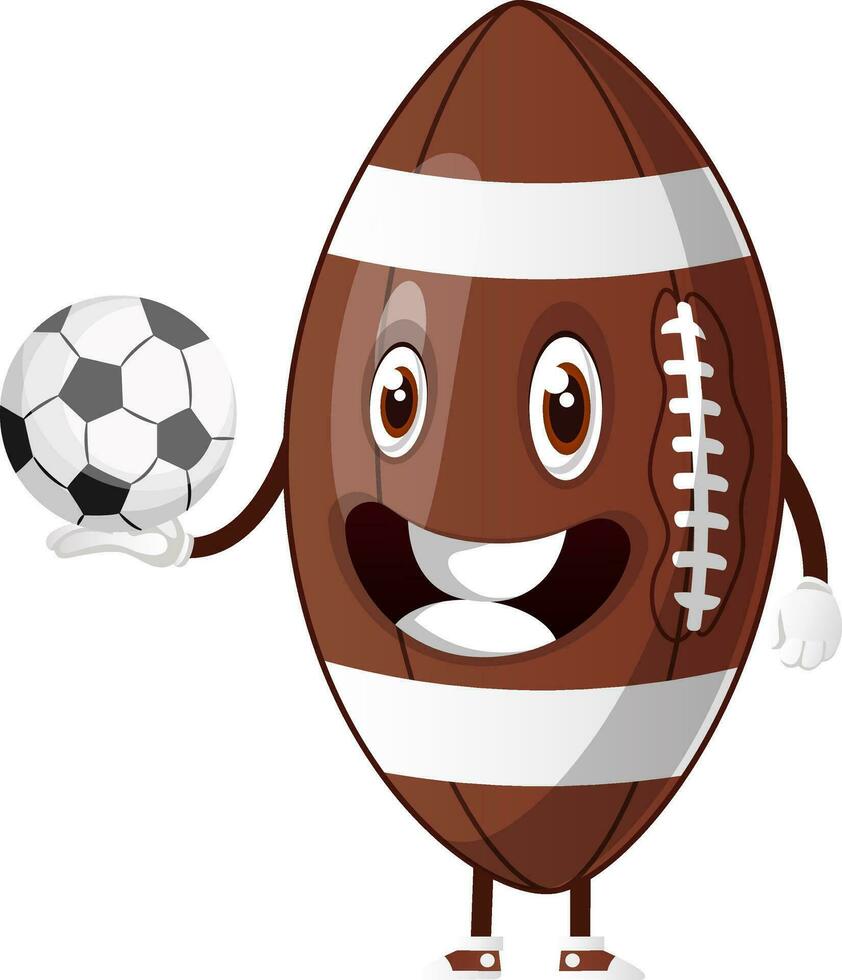 fútbol americano personaje con fútbol pelota vector