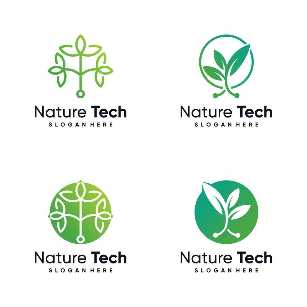 Nature tech logo vector design illustration with creative element concept