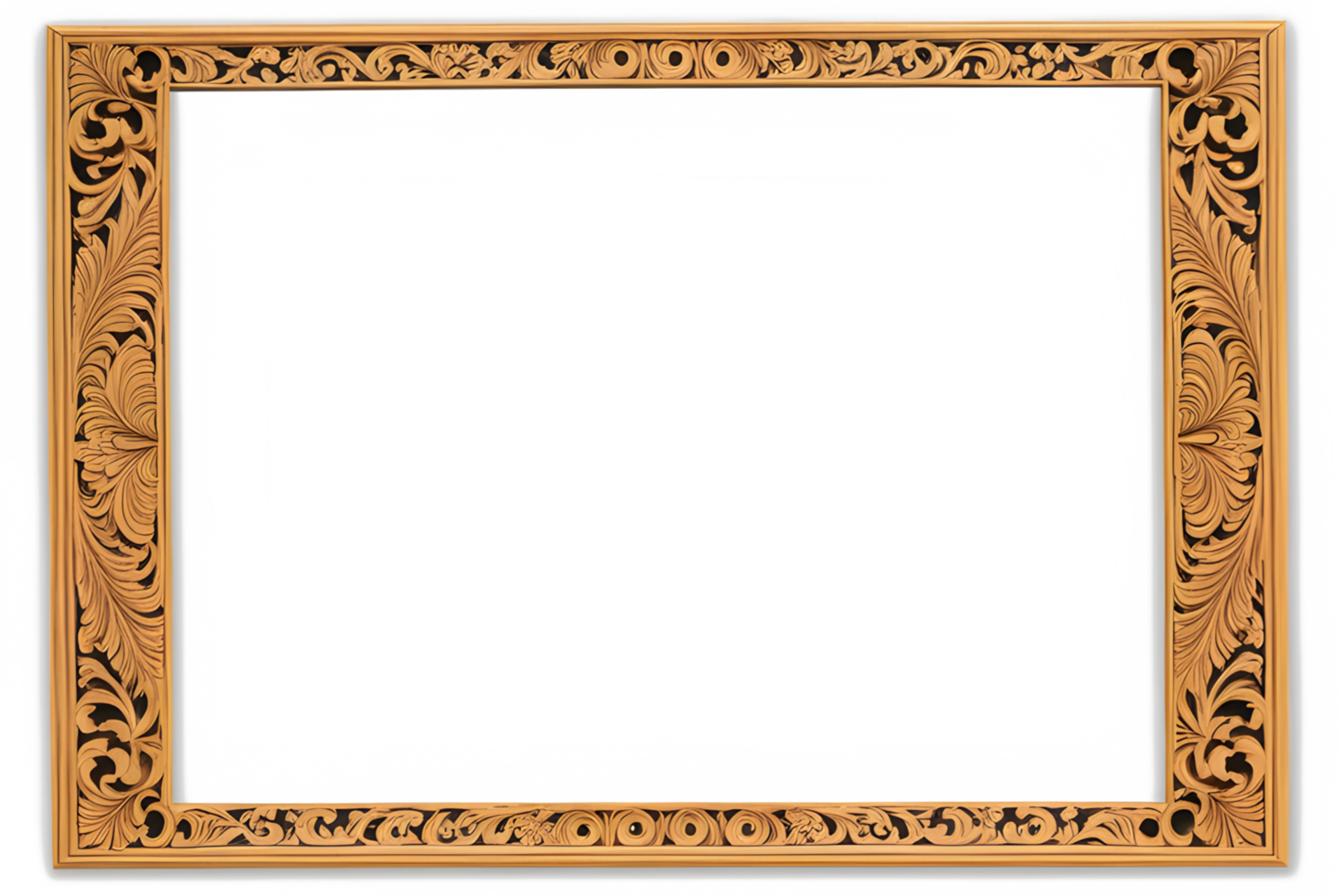 AI generated Wooden Frame With Beautiful Traditional Carvings PNG Transparent Background